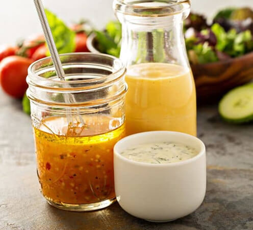 Emulsifiers, vinegars, and starches for salad dressings and sauce manufacturing